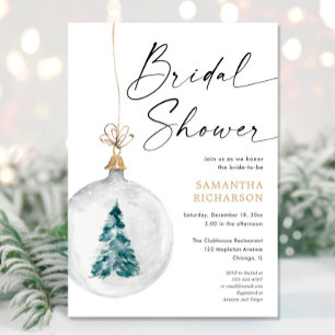 Winter watercolors Christmas bridal shower Invitation