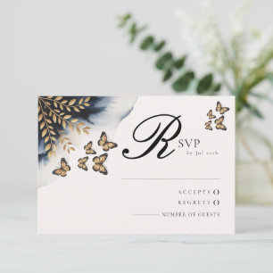 Winter Waves With Golden Wings RSVP cards