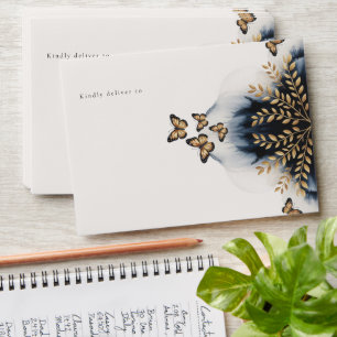 Winter Waves With Golden Wings Wedding Envelope