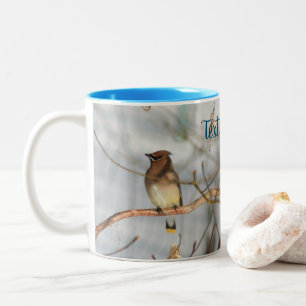 Winter Waxwing Wildlife Nature Personalized Two-Tone Coffee Mug