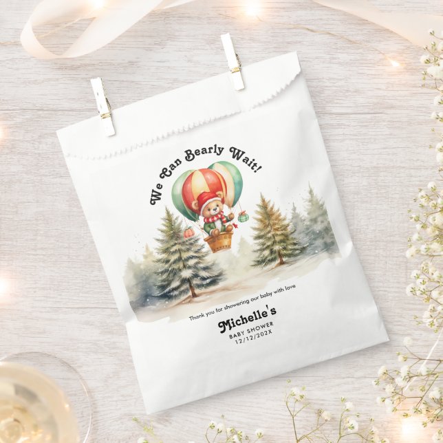 Winter We Can Bearly Wait Christmas Baby Shower Favour Bag (Clipped)