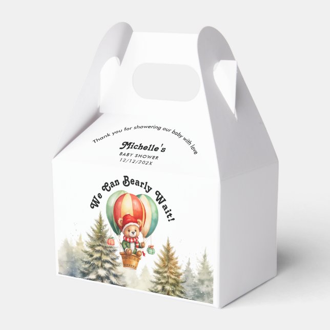 Winter We Can Bearly Wait Christmas Baby Shower Favour Box (Front Side)
