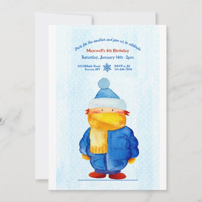Winter Weather Birthday Party Invitation (Front)