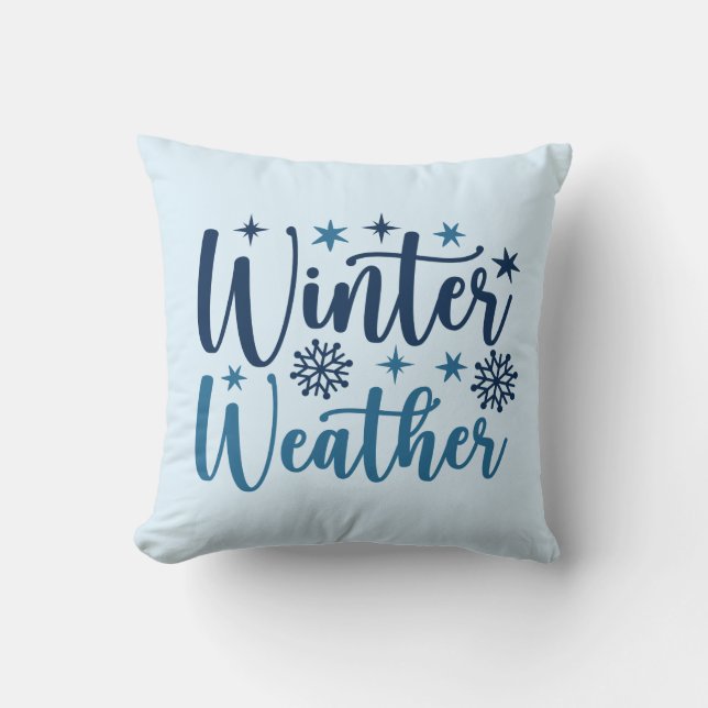 Winter Weather - Snowy Holiday Typography Cushion (Front)