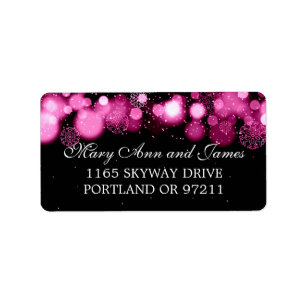 Winter Wedding Address Pink Lights Label