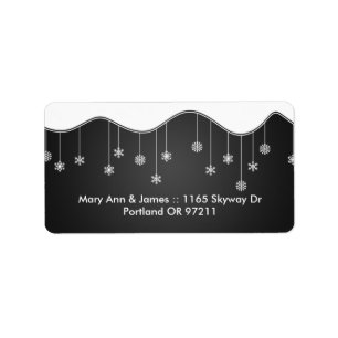 Winter Wedding Address Snowflake Decoration Black Label