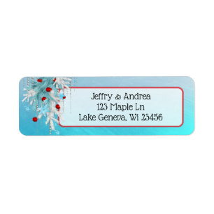 Winter Wedding Blue and Red Return Address Labels