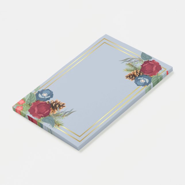 Winter Wedding Burgundy Teal Blue Modern Post-it Notes (Angled)