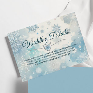 Winter Wedding Details Card with Snowflakes