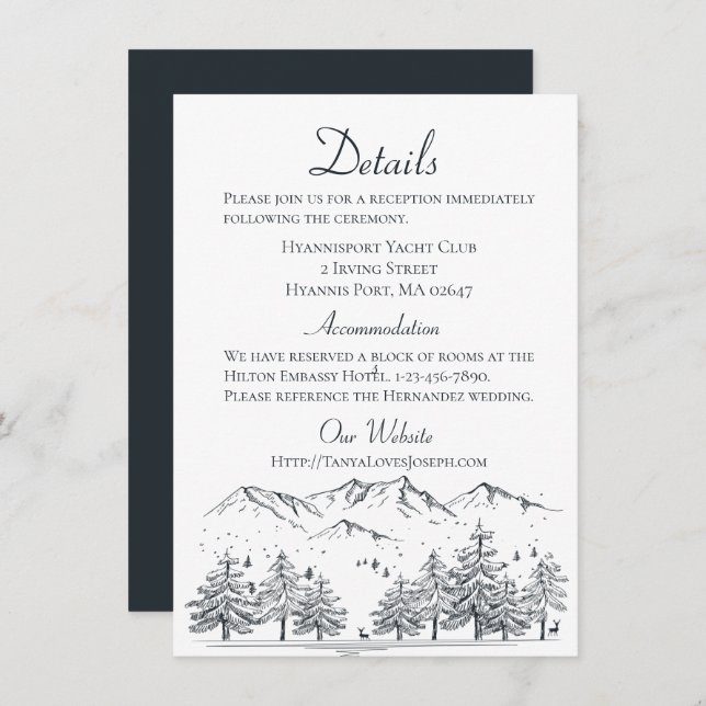 Winter Wedding Details Country, Rustic Mountain Invitation (Front/Back)