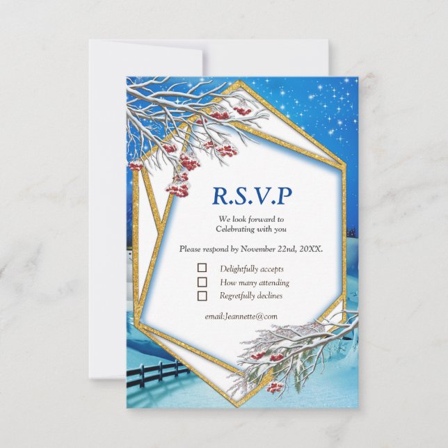 Winter Wedding Fantasy RSVP Card (Front)