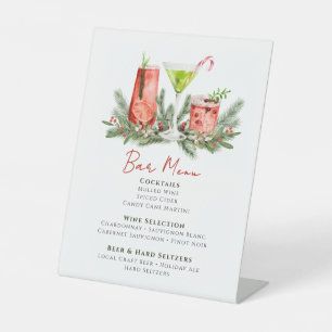 Winter Wedding Festive Drinks Holiday Bar Menu Pedestal Sign