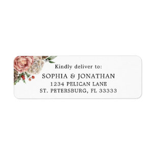 Winter Wedding Floral RSVP Response Mailing Return Address Label