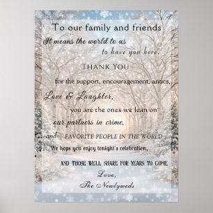 Winter Wedding Forest Lights Snowflakes Thank You  Poster