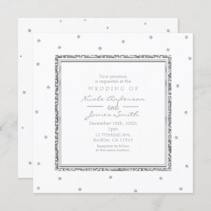 Winter Wedding Glam Silver & White Dots Party Invitation
