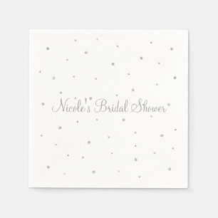 Winter Wedding Glam Silver & White Dots Party Napkin