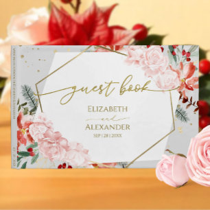 Winter Wedding Guest Book Gilded Watercolor Floral