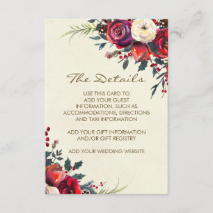 winter wedding holiday details information enclosure card