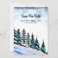 Winter Wedding Invitation Card Design Snow Flake 