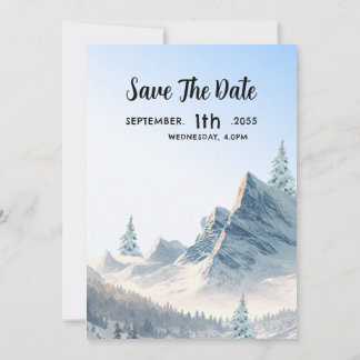 Winter Wedding Invitation Card Trees Vector