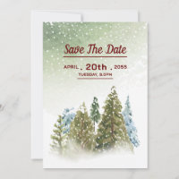 Winter wedding invitation card vector template