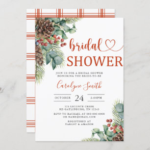 Winter Wedding Invitation, Christmas Bridal Shower Invitation