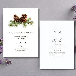 Winter Wedding Invitation Minimalist Christmas Wed