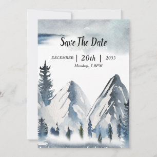 Winter wedding invitations card watercolor design