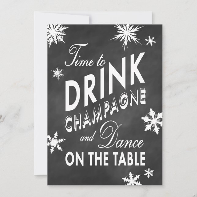 Winter Wedding Invite Time to Drink Champagne (Front)