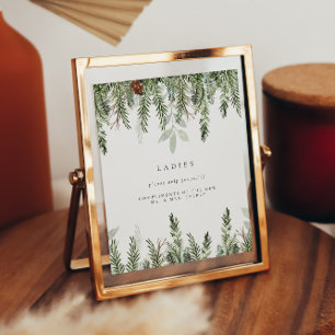 Winter Wedding Ladies Bathroom Basket Sign