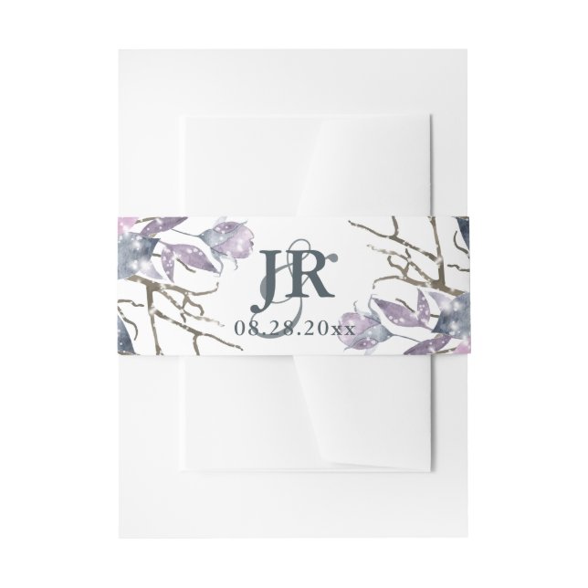 Winter Wedding Monogram Invitation Belly Band (Front Example)
