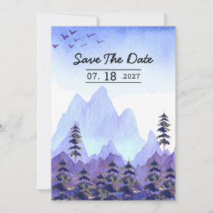 Winter Wedding Mountain Trees Editable Party Invitation