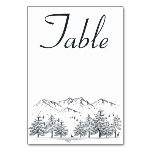 Winter Wedding Mountains Country Rustic Trees Table Number