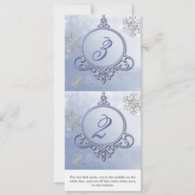 Winter Wedding Ornament Reception Table Numbers (Front)