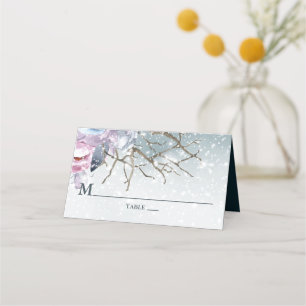 Winter Wedding Personalised Floral Place Card