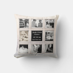 Winter Wedding Photo Collage Or Anniversary Snow 2 Cushion