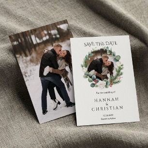 Winter Wedding Photo Save the Date Invitation