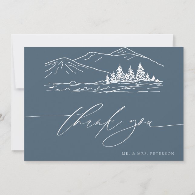 Winter Wedding | Pine Tree Forest Rustic Mountains Thank You Card (Front)