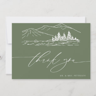 Winter Wedding   Pine Tree Forest Rustic Mountains Thank You Card