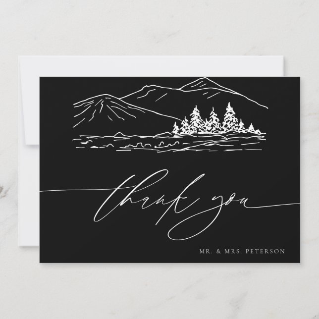 Winter Wedding | Pine Tree Forest Rustic Mountains Thank You Card (Front)
