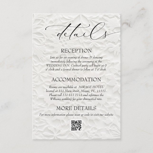 Winter Wedding QR Code Details Enclosure Card (Front)