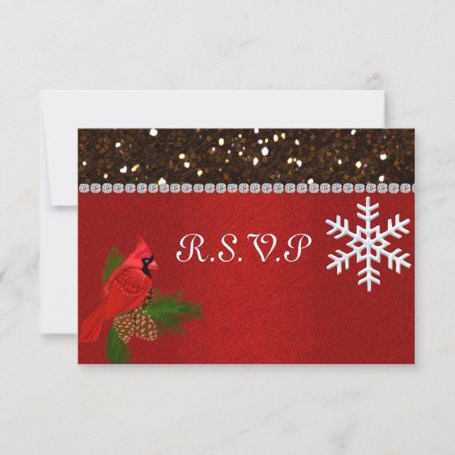 WINTER Wedding R.S.V.P CARD MATCHING INVITATION (Front)