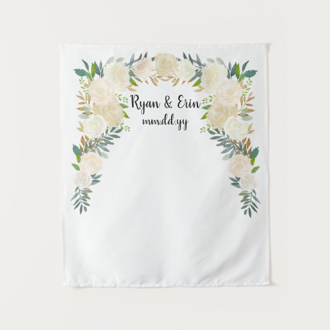 Winter Wedding Reception Backdrop Photobooth Tapestry (Front)