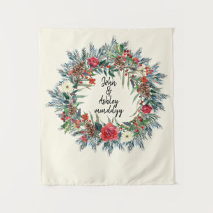 Winter Wedding Reception Backdrop Photobooth Tapestry