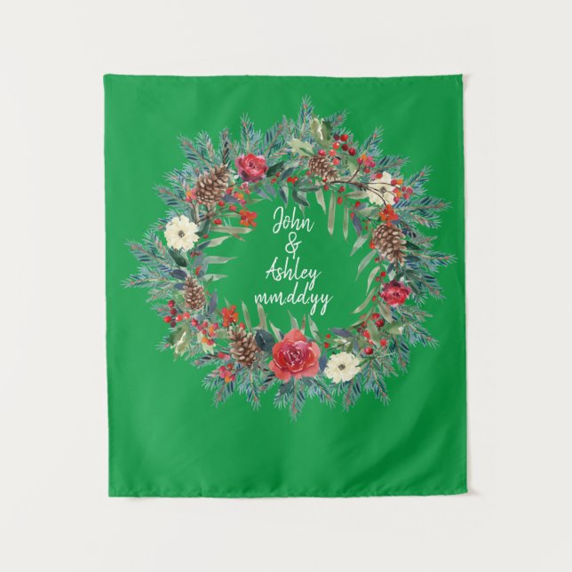 Winter Wedding Reception Photo Booth Prop Backdrop Tapestry (Front)