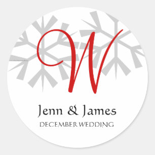 Winter Wedding Red Announcement Monogram Seal