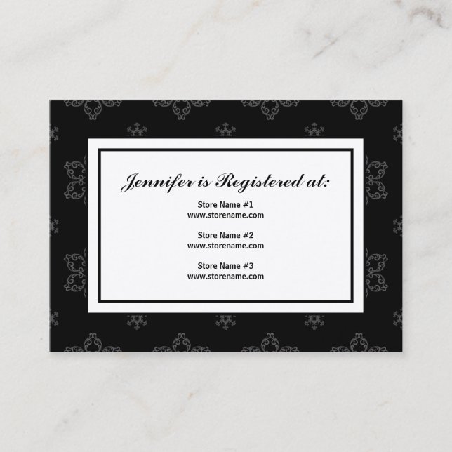 Winter Wedding Registry Card in B&W on Cream (Front)