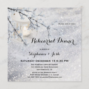 Winter Wedding Rehearsal Dinner Invitation