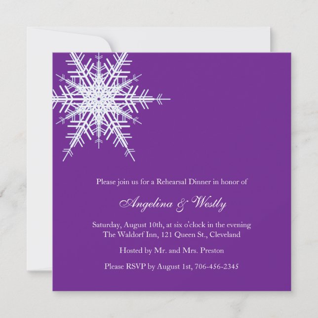 Winter Wedding Rehearsal Dinner Invitation (Front)