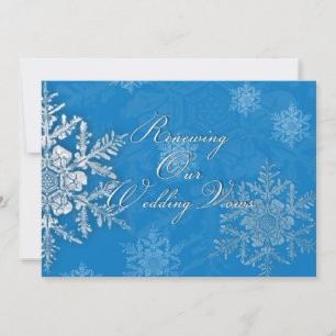Winter Wedding Renewal Invitations - Blue Snowflak
